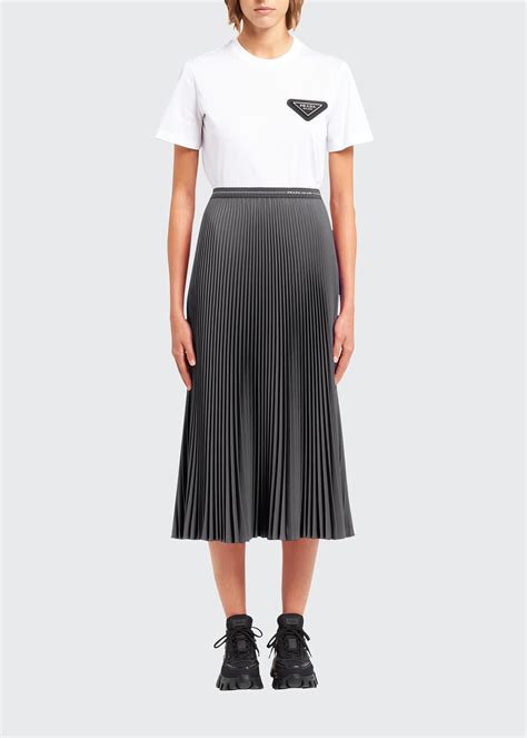 prada pleated skirt|Prada pleated midi skirt.